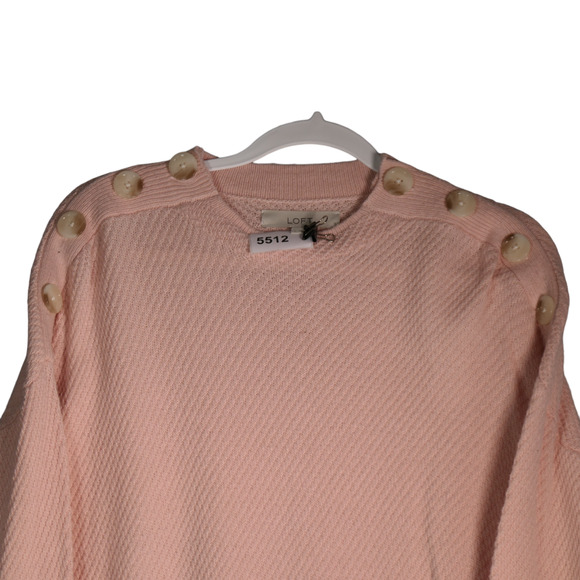 Loft Tunic Sweater Womens Large Pink Knit Button Detail Cotton Wool Blend Boho - Picture 2 of 7
